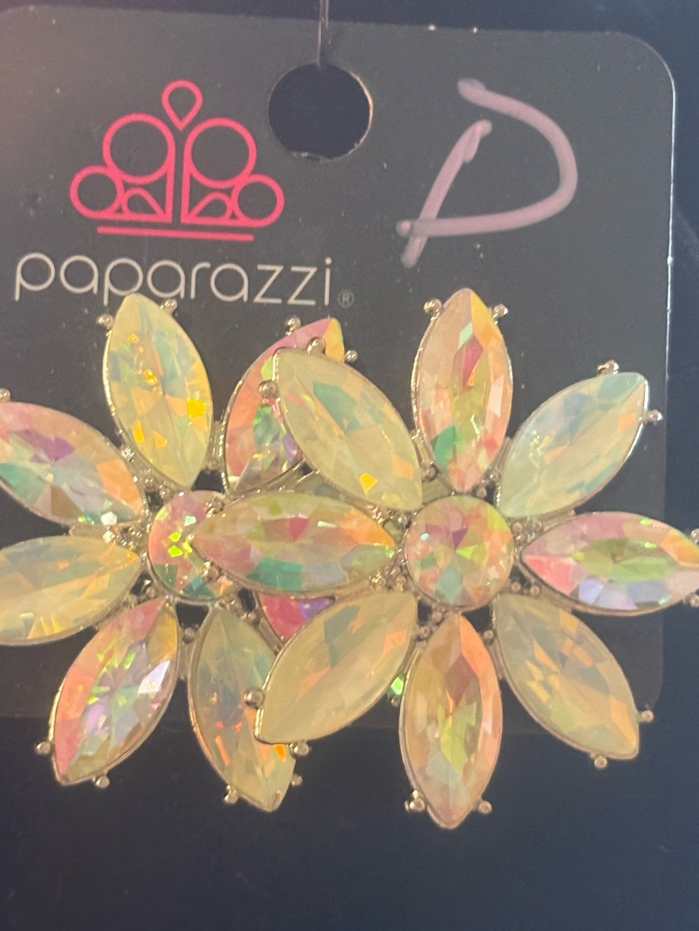 paparazzi Iridescent Floral Cluster clasp back Earrings - Opal Multi